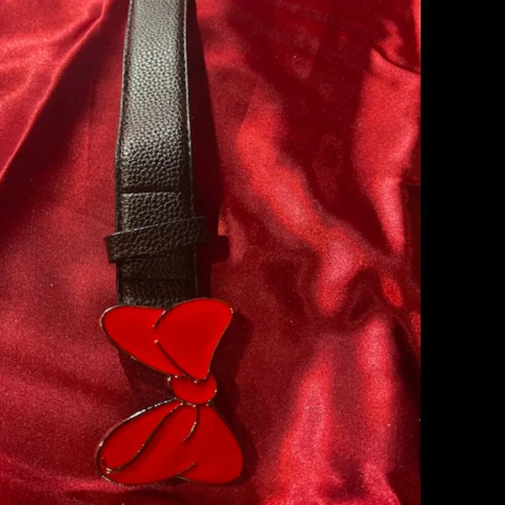 Disney Minnie Mouse Red Bow Vegan‎ Leather Belt, manufactured by Buckle Down